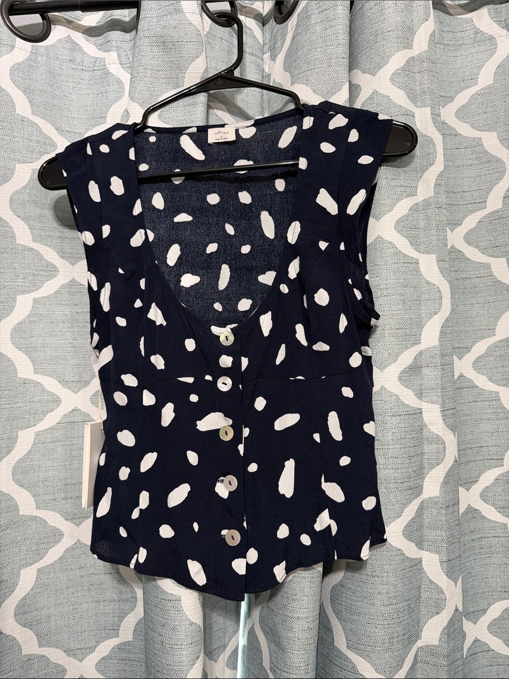 Wilfred Navy & White Sleeveless Button-Front Camisole The Capulet NWT